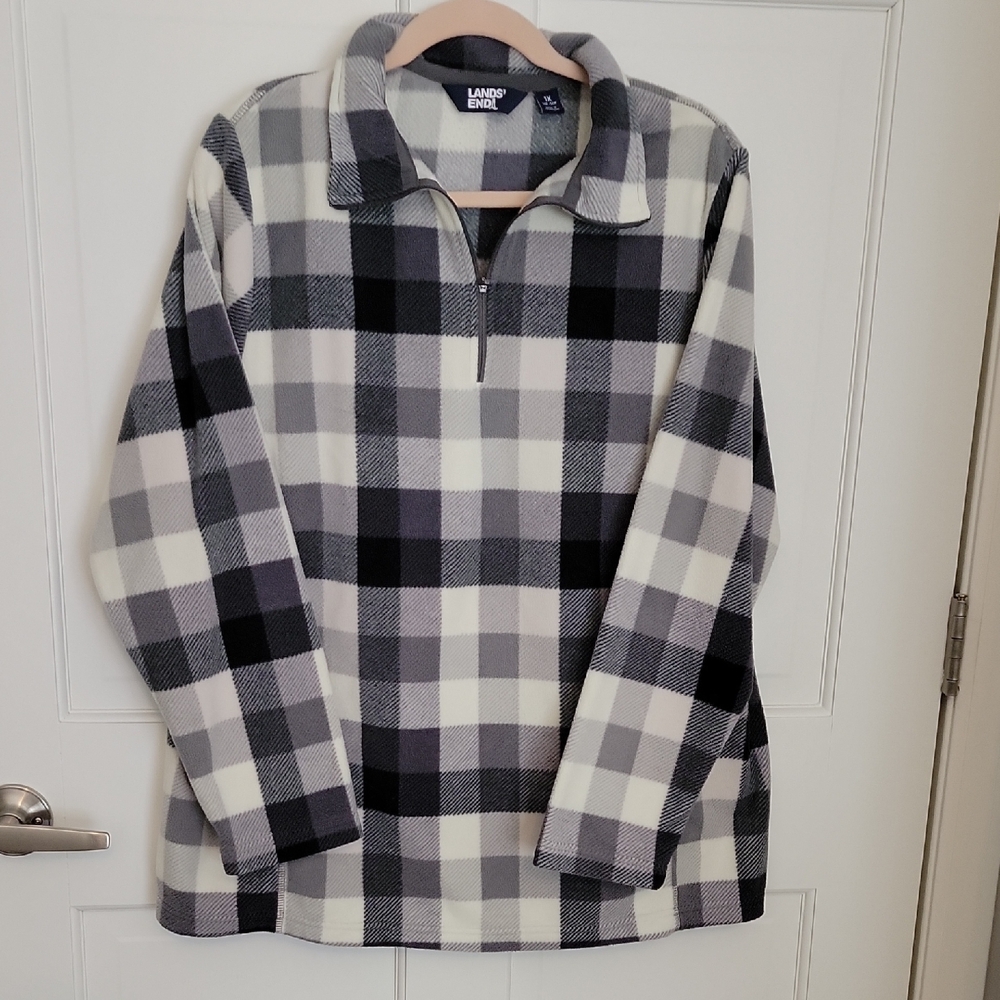 Lands' End Checkered Half-Zip Sweater